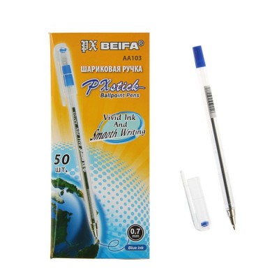 Ручка BEIFA 0.7мм шариковая синяя АА103 (50шт/уп)